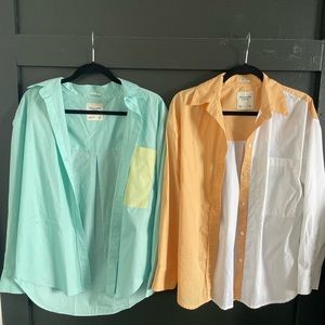 Abercrombie & Fitch Poplin Oversized Color Block Button-Up Shirts - Set of 2